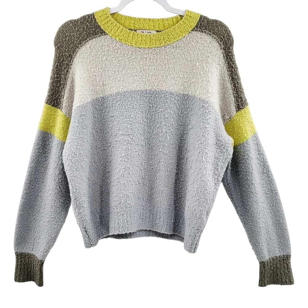 rag & bone Lilou Colorblock Crewneck Boucle Sweater Long-sleeve Women's Size S